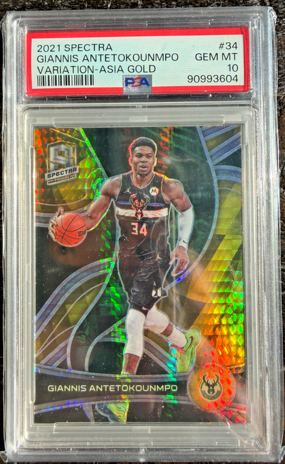 2021 Panini Spectra Giannis Antetokounmpo Asia Gold Variation /10 PSA 10 POP 1 