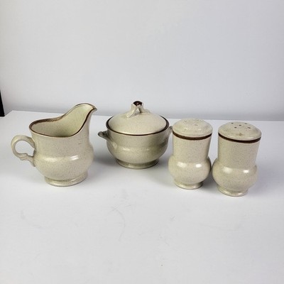 Floral expressions  By Hearthside Stoneware Japan Sugar/Creamer/Salt/Pepper