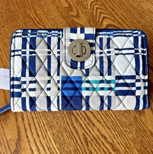 Vera Bradley Turnlock Wallet Santiago Woven RFID 21951  turn lock zip around NEW