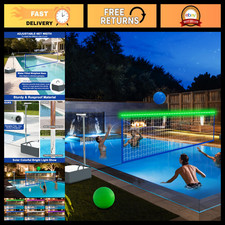 LED Pool Volleyball Net Set - Adjustable 15-32FT, Water Volleyball with 2 Balls