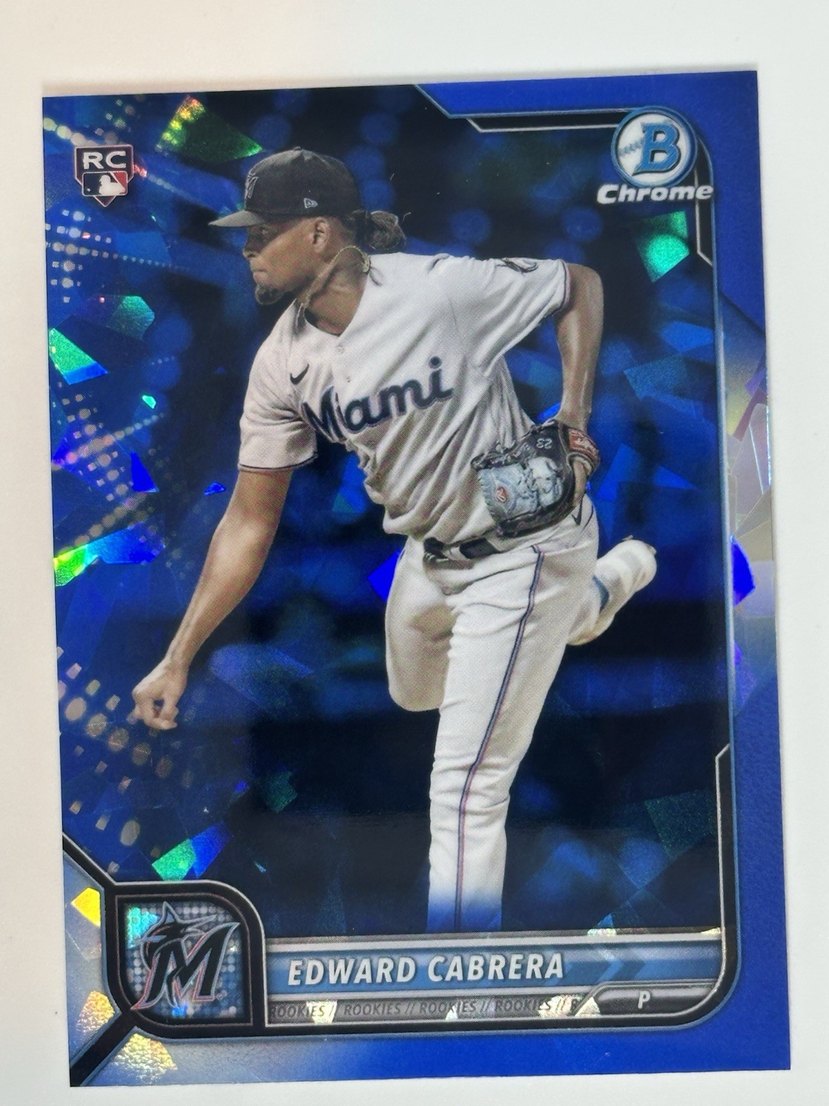 Edward Cabrera RC #44 Rookie 2022 Bowman Chrome Sapphire Edition Miami Marlins