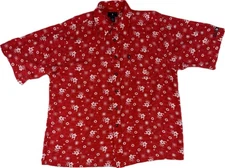US Polo Assoc Short Sleeve Men’s Large  Button Up Hawaiian Print Rayon Red