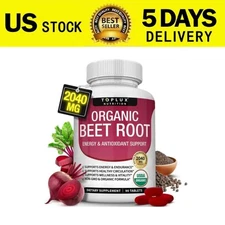Toplux Organic Beet Root 2040mg Energy, Circulation & Antioxidant 90 Tablets 
