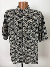 Vintage 90s Hawaiian Shirt Men Large Leaf Palm Frond Travel Beach Rayon Puritan