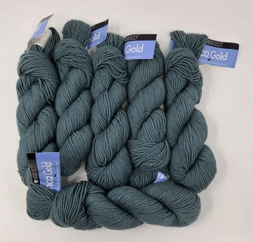 Berroco INCA GOLD (Lot of 6) Color #6418 TEAL Wool/Sillk Blend NEW DISCONTINUED - product listing photo