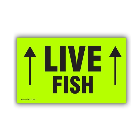 3" x 5""Lebende Fische" fluoreszierende Versandetiketten Aufkleber für Versand und Verpackung...