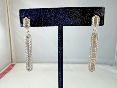 Beautiful Vintage JCM Jacmel Mauritius Cubic Zirconia pierced dangle earrings