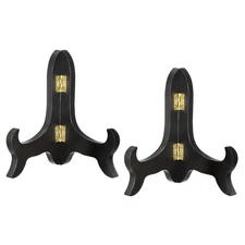 2pcs 5" Easel Plate Holder Wooden Folding Display Stand Black for Picture Frame