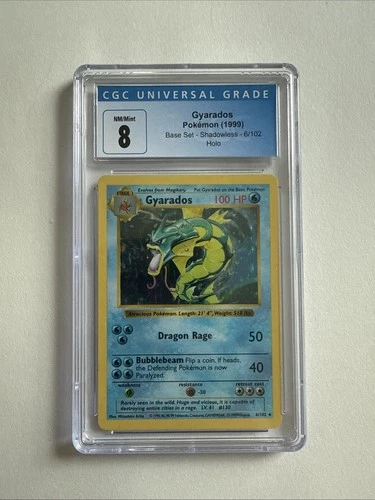 Pokémon TCG Gyarados Holo Rare Card Base Set Shadowless CGC 8
