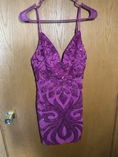 Lulus Iconic Evening Magenta Sequin Bodycon Mini Dress size small