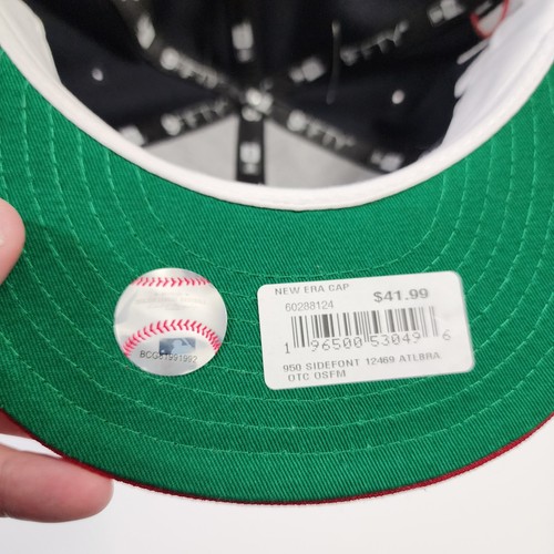 New Era Atlanta Braves 9Fifty 950 Sidefont Navy Blue Red Adjustable Snapback Nwt - Picture 7 of 10