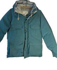 Vtg LL Bean Goose Down Puffer Coat Jacket Green Women M Hooded USA Outdoor