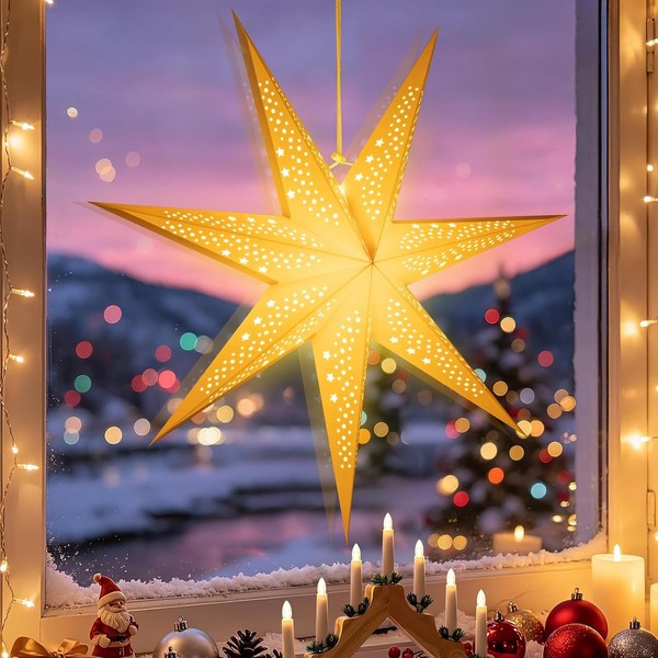 LED Papierstern 70Cm Beleuchtet 50 Leds Weihnachtsstern Zum AufhäNgen Deko-image