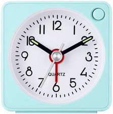 Ultra Small Non Ticking Analog Alarm Clock with Snooze and Light Function