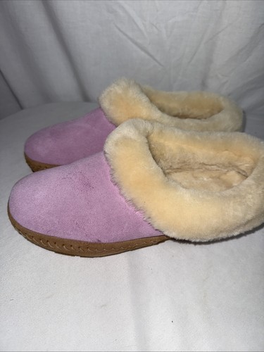 LL Bean Wicked Good Squam Lake Lambs Wool Pink Slippers Womens 8M