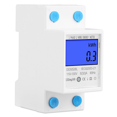 5 32A 110 130V 60Hz LCD Backlight Single Phase Energy KWh Meter DIN Rail