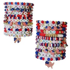 Bracelets 4 juillet fait main réglable 4 sur 24 pièces bracelets 4 juillet