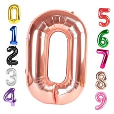 40 Inch Balloon, Giant Balloons for 10th 20th 30th 40th Number 0 Rose Gold