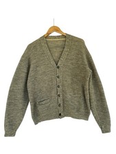 Vintage 50s 60s Distressed Destroyed Grey Wool Cardigan Sweater