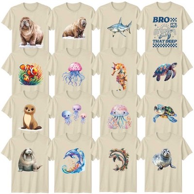 Aquarell Sea Life Erwachsene T-Shirt Ozean Tierwelt Ozeanliebhaber Geschenk