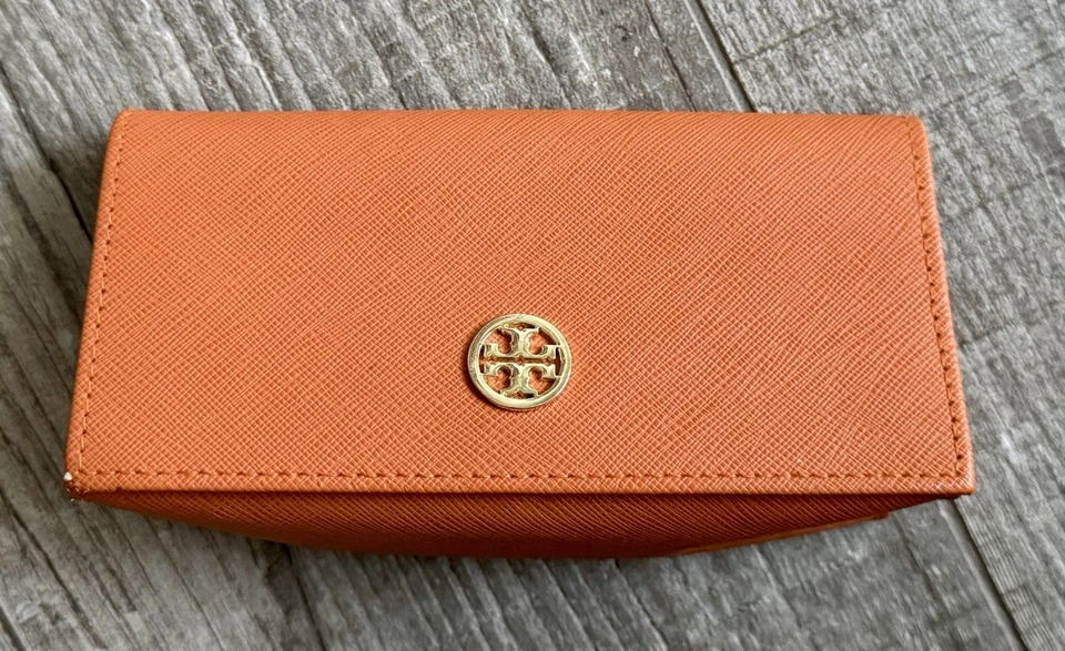 TORY BURCH Authentic Sunglass Case With Drawstring Pouch Gold Logo - Image 3 of 4