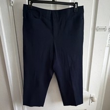 Chaps Women's Navy Solid Flat Front Dress Capri Zip Hook & Eye Cotton Elastane