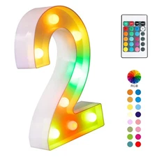 Light Up Digital LED Luminous Number Light 2 Colorful With Remote Control 16 ...