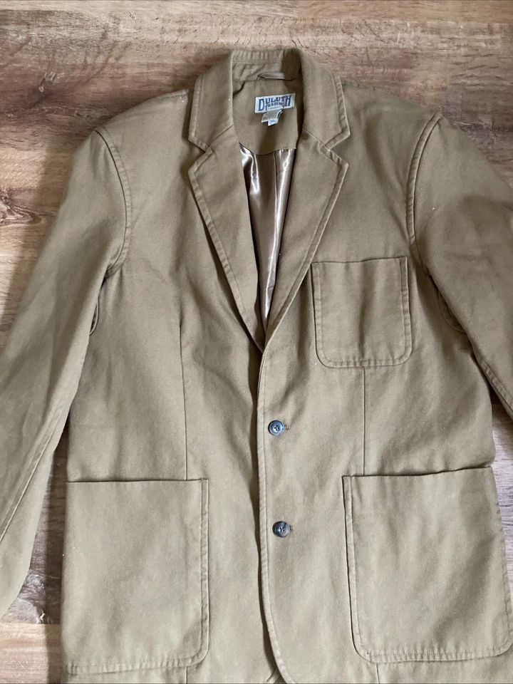 Duluth Jacket Mens L T Brown Suit Coat Canvas Work Chore Church Coat Jacket - Image 3 of 4