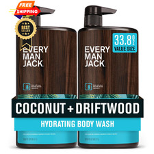Every Man Jack Coconut  Driftwood Mens Body Wash for 33.8 Fl Oz Pack of 2 