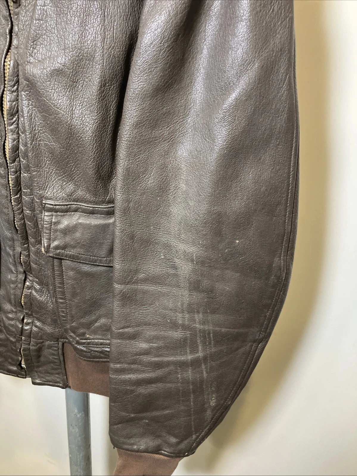 Vintage 60s US Navy G-1 Leather Flying Bomber Jacket Size 42 Military 7823D image 8