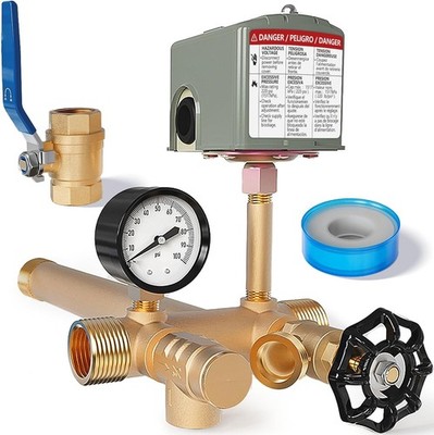 Pressure Tank Tee 40-60Psi Water Pressure Tank Installation Kit with Well Pressu