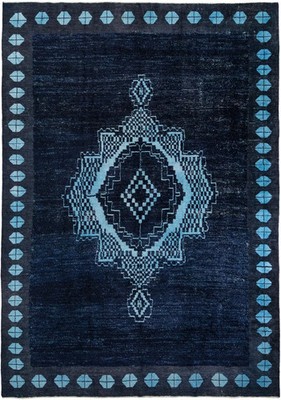 New Moroccan Wool Rug Color Dark Blue Luxury Handmade Area Design Carpet Rug