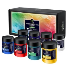 Smalltongue Fabric Screen Printing Ink Kit, 8 Colors x 4oz, Chalk Paste Paint