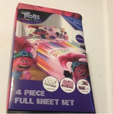 BRAND NEW DREAMWORKS Kids Trolls 4 Piece Microfiber Full Sheet Set