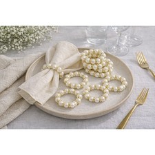 Elegant Pearl Rhinestone Napkin Rings Set of ...