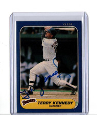 1986 FLEER VINTAGE CARD SIGNED IP AUTO TERRY KENNEDY SAN DIEGO PADRES GREAT