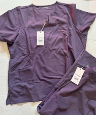Mandala Women's Scrub Top 2X Bottoms XL Set New w/Tags Purple/Plum
