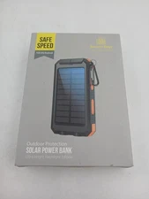 Solar Power Bank 10000mAh Portable Charger Outdoor Flashlight Dual USB YD-885