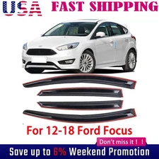 Fits Ford Focus 12-18 Acrylic Tape-on Window Vent Visor Sun Rain Deflector Guar*