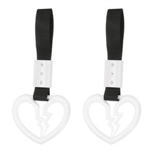 2Pcs Broken Heart Shaped Car Handle Straps for Auto, White