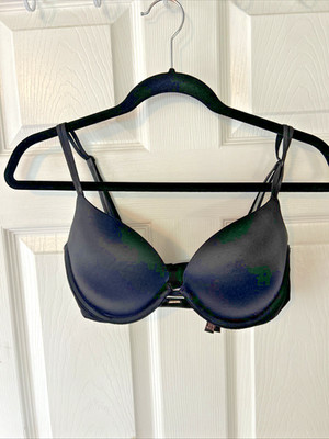 Victorias Secret 32DD Black Very Sexy Push Up Bra Faux Diamond Jewel Detail