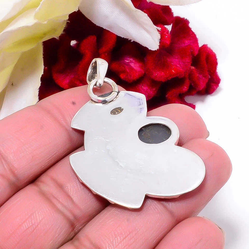 Colgante eléctrico azul titanio ágata druso plata esterlina 925 pez 1,87 Sku41 Foto 2 de 4