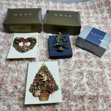 Avon Vintage Christmas Jewelry Lot   Earrings  Tree Pin with Boxes