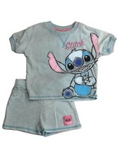 Disney Infant Toddler Girls Blue Stitch Baby Outfit Shorts Top Set 12m