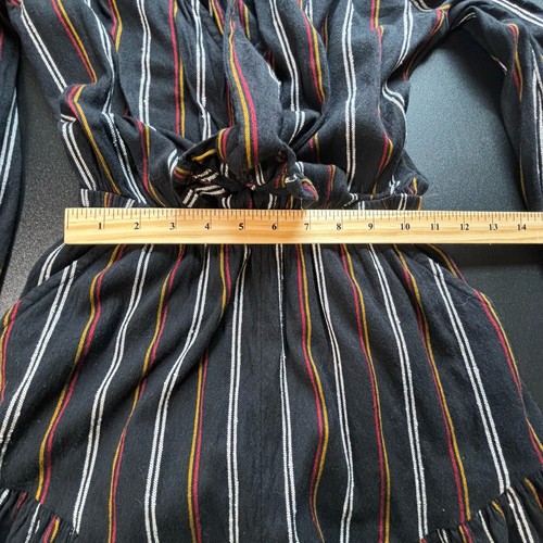 Billabong Long Sleeve Black Striped Romper shorts Play All Day sz Small V Neck - Picture 5 of 11