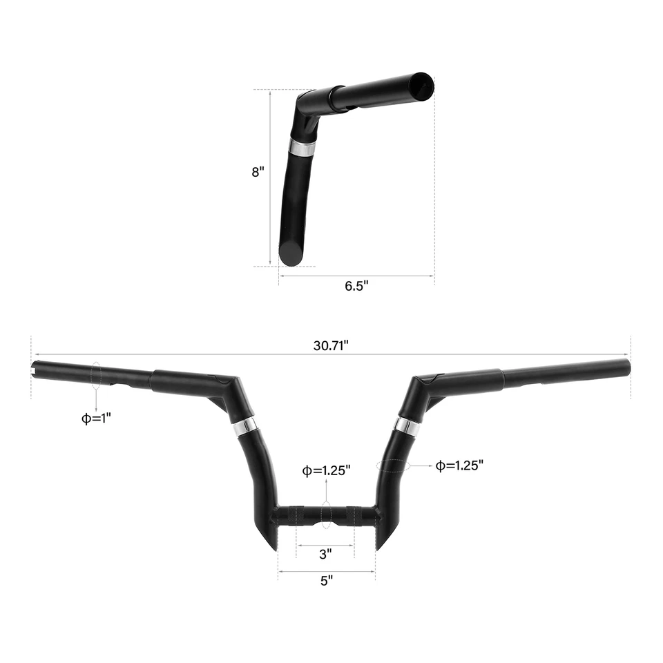 Manillar ajustable de 8"" apto para Harley Sportster XL Dyna Street Bob 06-17 Foto 3 de 4
