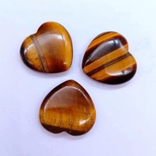 Natural Tiger's Eye Quartz Crystal Heart Energy Gemstone Healing Love Palm Rock