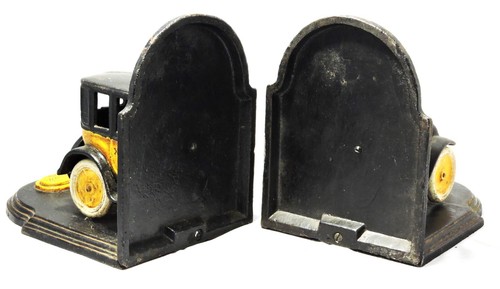 VINTAGE YELLOW CAB BOOKENDS CAST IRON - Picture 4 of 4