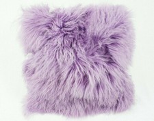 Tibetlammfell Kissen 40x40cm Flieder echtes lockiges Lammfell