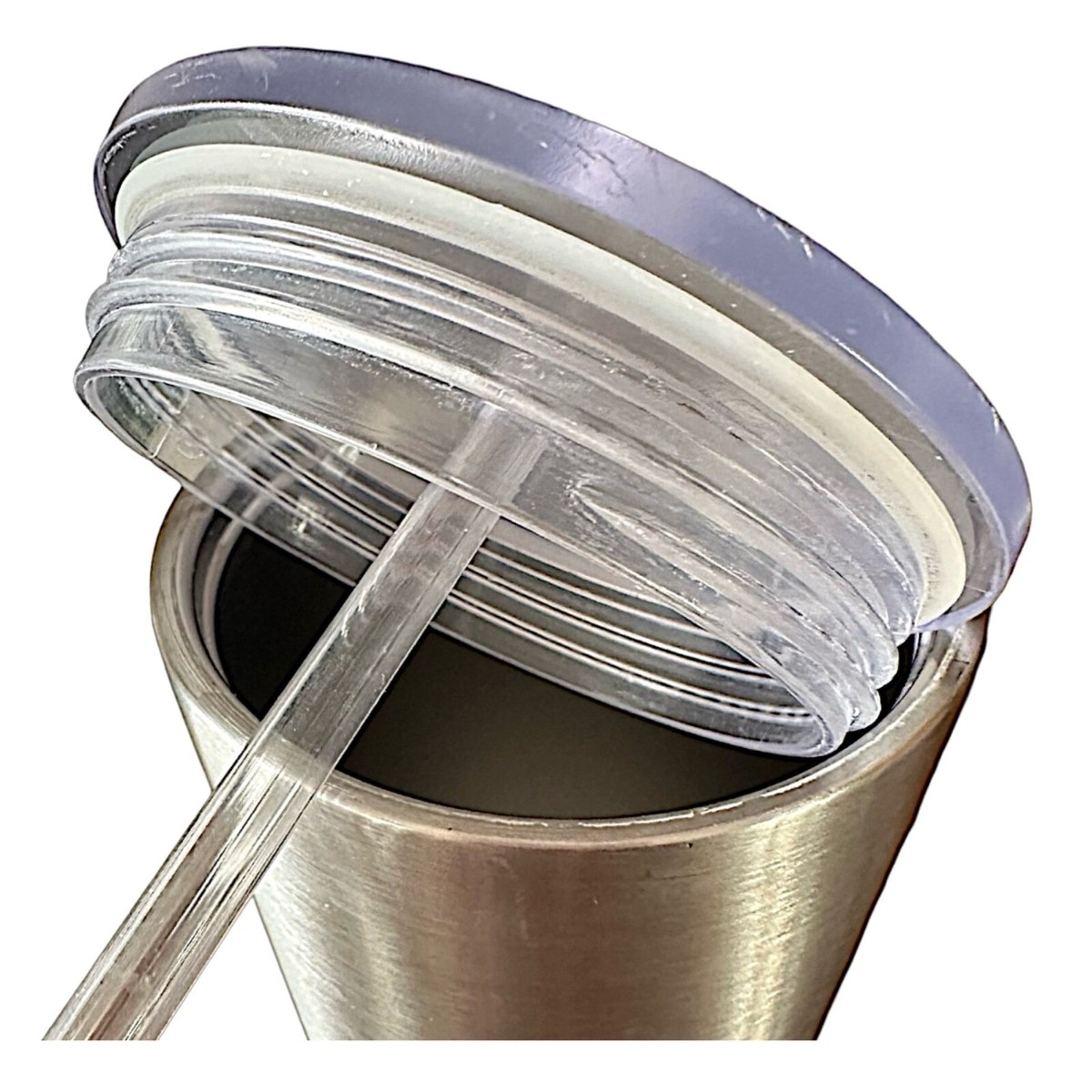 STARBUCKS Stainless Steel Silver Tumbler Cup 24 Oz Clear Straw
